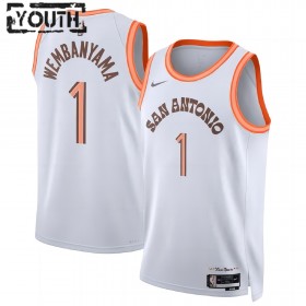 Maillot Enfant San Antonio Spurs Victor Wembanyama 1 2023-24 Nike City Edition Blanc Swingman